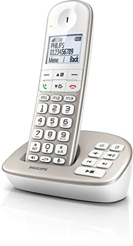 Philips XL4951S/38 Téléphone Fixe - sans Fil - 1 Combiné - avec Répondeur - Extras Pratiques comme Téléphone Senior - Personnes Âgées - Blanc