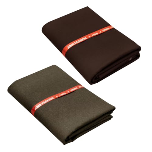 Image of Abhi Fashion Men's Cotton Feel Blend Formal Unstitched Combo Trouser Fabric For Men (Pack Of 2)