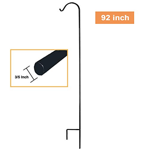 Ashman Black Shepherd Hook 92 Inch, 12MM Thick, Super Strong, Rust Resistant Steel