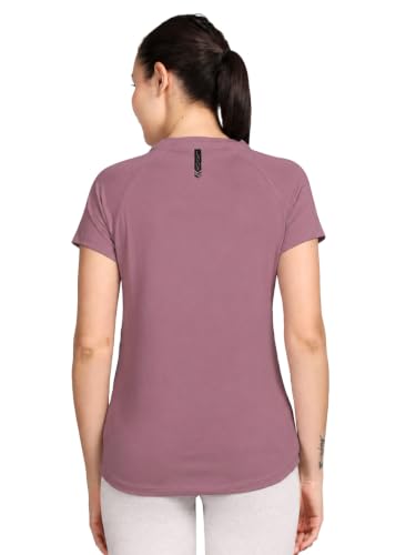 Image of Lavos Women's Regular Fit T-Shirt with Half Sleeve Round Neck, Bamboo & Cotton Gym, Yoga and Sports Wear for Women