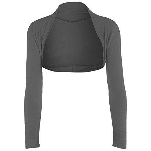Cárdigan bolero para oficina y cenas shrug top manga larga rosa gris oscuro