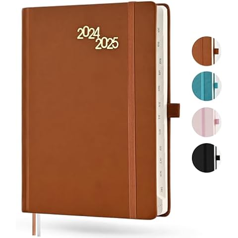 SUIN 2025-Planner, Monthly/Weekly/Dailly Appointment-Book, Medium 6.5'' x 8.5'' Agenda Journals Notebooks (Jan - Dec 2025), Brown Cover