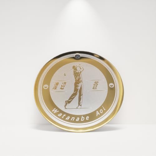 ネームプレート キラリ輝く 彫刻 金属 鏡面 名札 ゴルフマーカー ゴルフ バッグタグ 名前キーホルダー ゴルフタグ ゴルフ 刻印 名札 キャディバッグ ストラップ ゴルフバッグ キャリーバッグ 金属製 高級 ゴルフ ネームタグ 円形 全身デザイン (ゴー