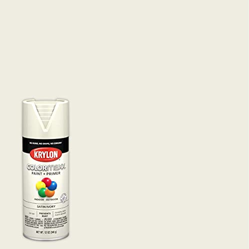 Image of Krylon K05567007 COLORmaxx Spray Paint and Primer for Indoor /Outdoor Use, Satin Ivory 12 Ounce (Pack of 1)