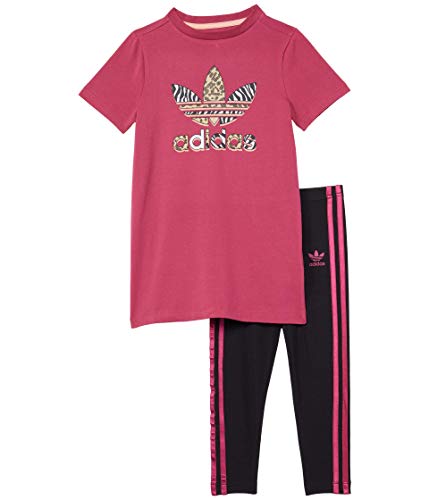 Robe t-shirt adidas pour petite fille ensemble rose sauvage imprimé coloré original