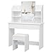 Schminktisch mit 4 Ablage Kosmetiktisch Frisiertisch mit Spiegel Hocker 107x40x142cm Hocker 38,5x30x45cm Weiß