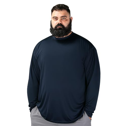 Men’s Big and Tall Long Sleeve Shirts Quick Dry Moisture Wicking Lightweight Stretch Athletic Gym Workout Tops 2 Pack