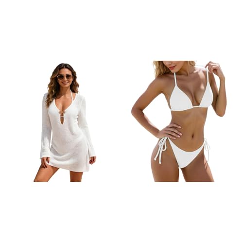 Robe de plage tricotée à manches longues et découpes graphiques 2026