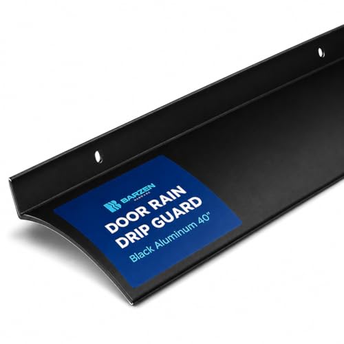 Barzen Door Rain Drip Guard - 2.5 Inch Aluminum Black Finish Rain Deflector for Windows & Doors - 40 Inch Long