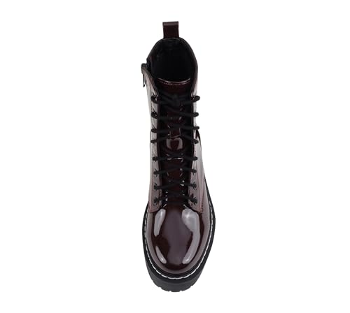 Image of Soda FLING Women Chunky Lug Sole Lace up Fashion Combat Ankle Boot w /Side Zipper