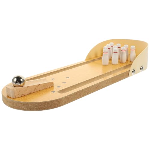 Juego de bolos de mesa de madera para tardes de lluvia en casa y reuniones familiares con niños