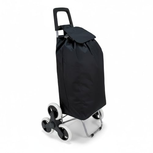 Carro de la Compra Plegable para Subir Escalerascon, Carrito del Mercado 6 Ruedas, Bolsa Impermeable de 44L litros (Negro)