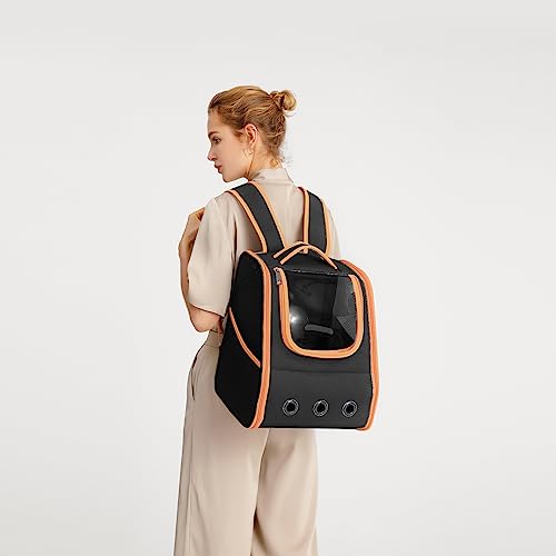 Kono Hunde & Katzenrucksack bis 5,9 kg, Transportrucksack Tragbar mit Netzfenster, Atmungsaktive Cat Backpack & Dog Backpack für Haustiere Reisen (Schwarz)