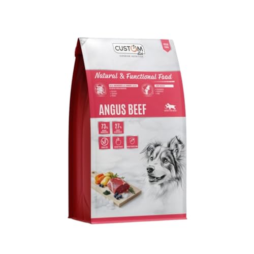 Custom Diet - Pienso Angus Beef 2 kg – Pienso Completo para Perros Adultos con Ternera Angus Premium, Alta Proteína, Digestión Suave, Piel y Pelaje Saludables