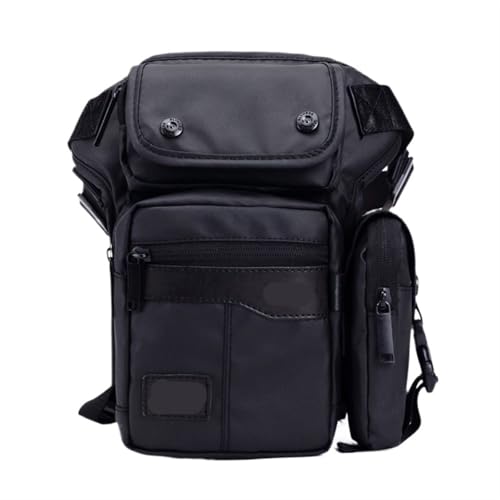 Sac de cuisse homme en toile noire avec ceinture réglable pour moto