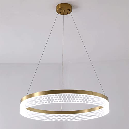 Lustre anneau doror LED dimmable à 2 cercles en acrylique