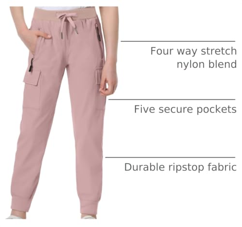 Image of EXARUS Girls Hiking Cargo Pants Joggers Teen Quick Dry Lightweight Slim Fit | Tween Youth Camping Pants Kids Hip Hop Dance Athletic Tapered Lightweight Track Safari Drawstring Woven /Knit 6-14Y