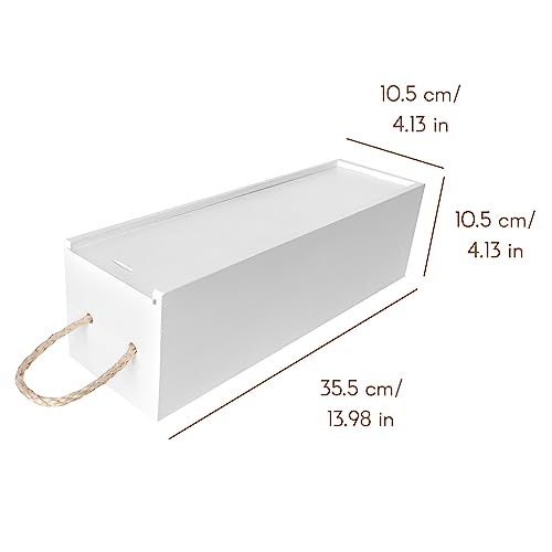 Creative Deco White Wooden Wine Box with Rope, 36 x 11 x 9,8 cm - Image 3