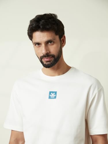 Image of WROGN Men's 100% Cotton T-Shirt | Back Graphic Print | Oversized Fit