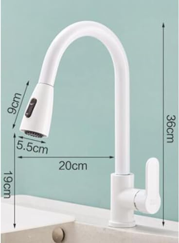 Robinet de cuisine en laiton blanc durable à mitigeur multifonction pivotant - 3