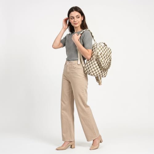 hibear Plaid Backpack for Women Cute Bow Backpack Trendy Rucksack Gingham Travel Bookpack for Campus Commute - image 8
