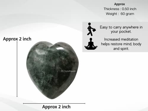 Image of Chrome Diopside Crystal Heart Palm Pebbles Stones for Anxiety Stress Relief Massage - AAA Grade Original Healing Gemstone Agate Heart Palm Stone for Yoga Meditation Spiritual