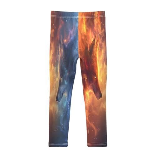 Toddler Girls Leggings Printed Yoga Pants Leggings Two Wolves Face Each Other for Kids2