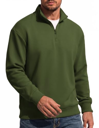 COOFANDY Mens 3/4 Zip Sweatshirt Fleece Casual Pullover Collared Top - image 1