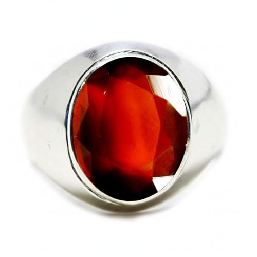 Bague en argent véritable grenat de hessonite 7 carats homme pour affirmer son style