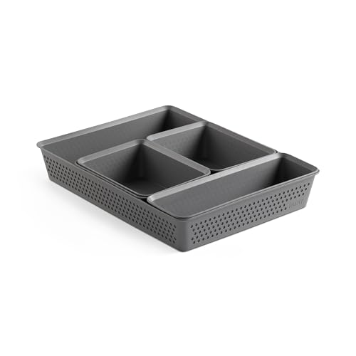 TATAY Plastic Storage Baskets Bohol, Grey, Set of 5