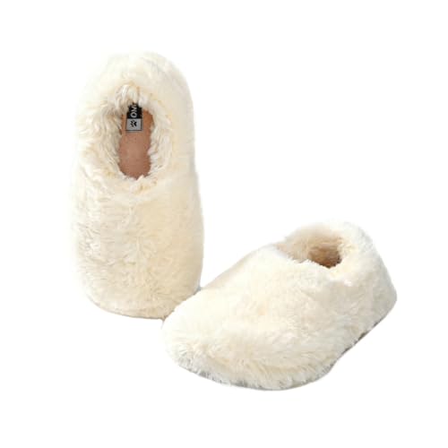 Onmygogo Fuzzy Winter Indoor Slippers for Women 7-8 Beige