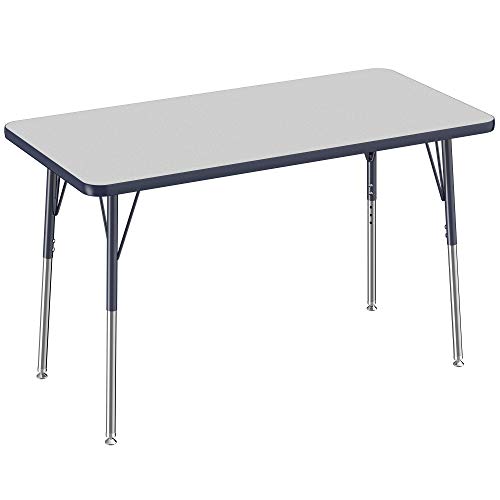 FDP 24" x 48" Rectangle Table with Swivel Glide Legs - Gray/Navy