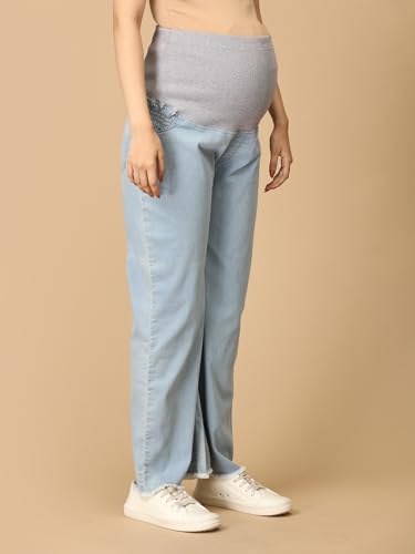 Image of The Mom Store Maternity Jeans for Women | Stretchy & Comfortable Denim Pants | Breathable & All-Day Comfort | Pre and Post Pregnancy Wear for New Mom Pant