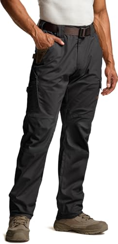 Image of CQR Men's Quick Dry Work Pants, Water Resistant Outdoor Tactical Pants, Lightweight Stretch Cargo Hiking Pants