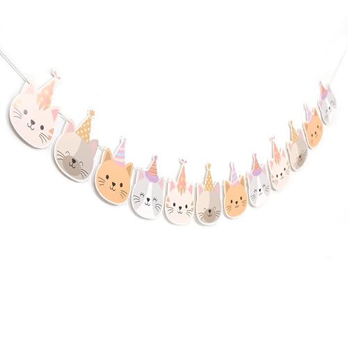 Cat Birthday Party Garland - Kitty Cat Party Decoration, Kitten Party Decor, Kids Bedroom Decorations, Pet Party Garland