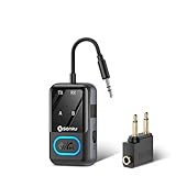 SONRU Bluetooth 5.3 Transmitter Adapter for Airplane 2-in-1 Wireless Bluetooth Audio Transmitter Receiver for 3.5mm Aux Jacks on Flight/TV/Gym Equipment, for up to 2 Wireless Headphones, Cell Phones
