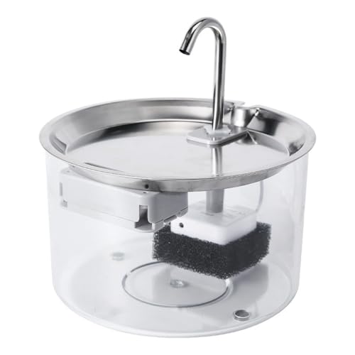 Vilom ステンレス製 自動給水器 猫用 ペットウォーターファウンテン 猫用給水器 自動循環式 フィルター付き 電源式 安全清潔 衛生的 健康維持 省エネ デザインおしゃれ (とうめいしょく)