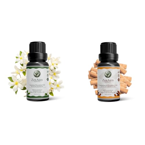 Image of Love & Joy Ritual Pair | 100% Pure Jasmine & Sandalwood Essential Oils Pack of 2 (15ml+15ml) | Mood Uplift, Self-Love & Emotional Warmth | FDA Approved | GMP, IFRA, ISO Certified