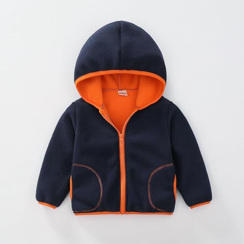 Kids Fleece Jacket with Hood Boys Girls Baby Coat For Fall Winter Spring Sherpa Lined Warm Outerwear 2-9 Years2