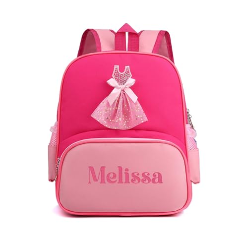 VRFASHION Personalized Rose Pink Ballet Dance Backpack for Girls with Embroidery Name Tutu Dress Dance Bag Ballerina Backpack Daughter Ballerina Gifts,Birthday Easter Gifts