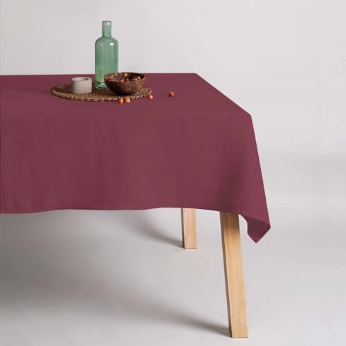 Nappe en lin pour intérieur et extérieur Belum bordeaux pour repas de jardin et salon