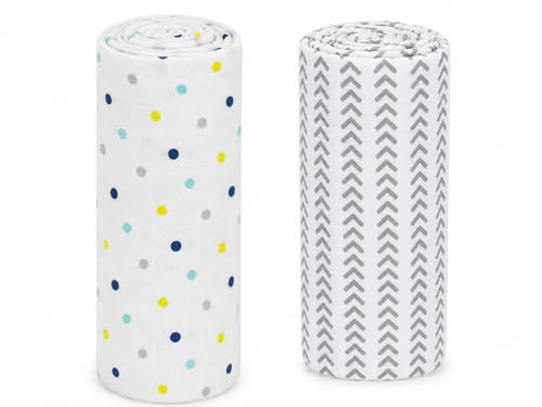 Image of Pure Cotton Muslin Baby Swaddle Blanket for Newborn Baby - Super Soft Wrapper Cloth, Multi-Use Stroller Cover & Gentle on Baby Skin (120 x 120 CM) - Pack of 2|Half Zig ZAG & Grey DOT
