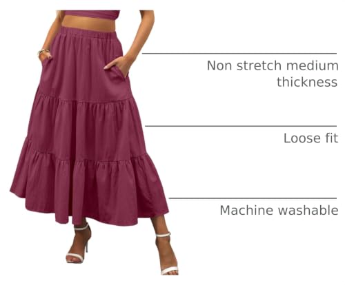 Image of ANRABESS Women's Summer Boho Flowy Swing Tiered A-Line Maxi Skirt 2026 Fashion Trendy Elastic Waist Pleated Long Beach Dress