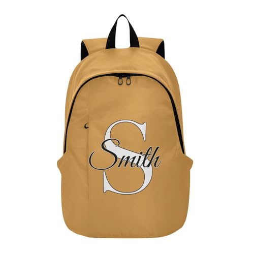 MCHIVER Custom Travel Backpack Mustard Personalized Casual Daypack Backpacks Lightweight Carry on Bag Water Resistant Hiking Backpack for Women and Men