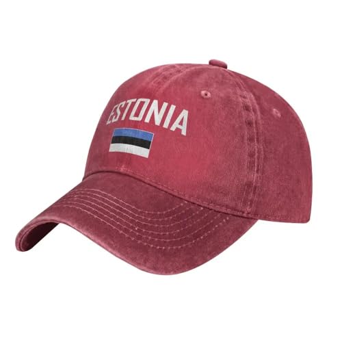 Drapeau Et Police De L'Estonie Casquette De Baseball Vintage en Coton Délavé Réglable Unisexe Sport Extérieur pour Homme Femme Été