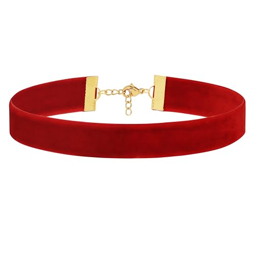 Sacina Goth Red Velvet Lace Choker, Choker Necklace for Women, Gothic Vintage Necklace, Christmas Jewelry Gift for Women