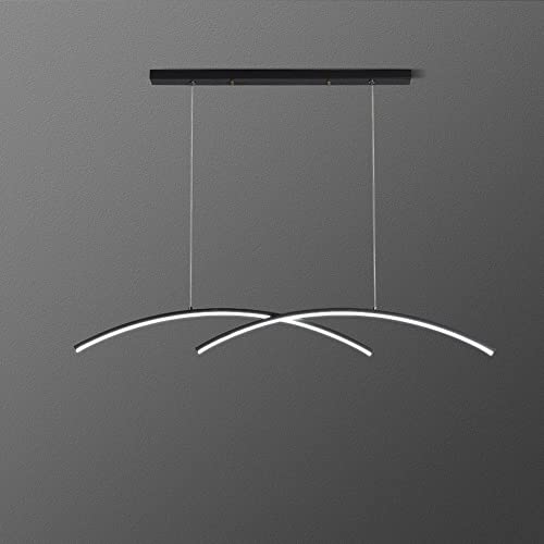 Suspension linéaire LED gold et noire 35,4 pouces luminaire luxe salle à manger