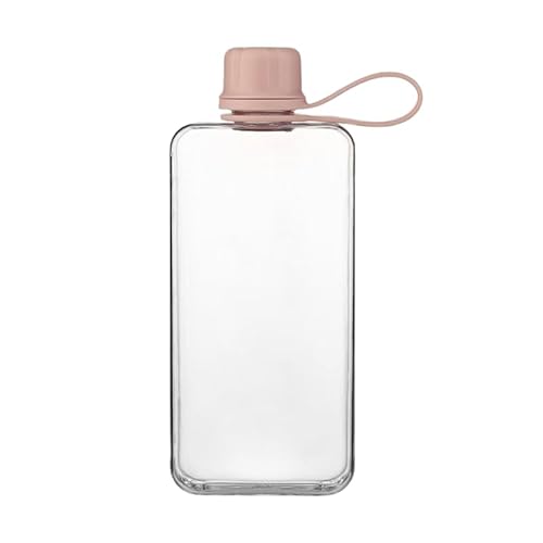 IDIDG Flat Water Bottle Travel Flask Portable 13.5 oz BPA Free Tritan Square Water Bottles Leakproof Slim Water Bottle for Purse Travel Pocket Sports Fitness(Pink, 13.5 oz)