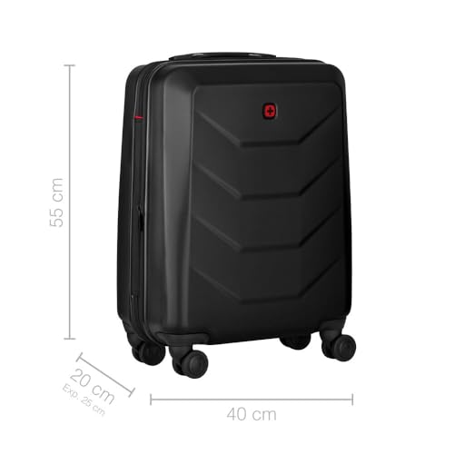 Wenger Prymo Carry-On Hard Side case with 4 Wheels, Carry-on, 36 (43) L, Hard-Shell, Security Lock, for Men and Women, Travel or Vacation, Black, 612536 - Image 3