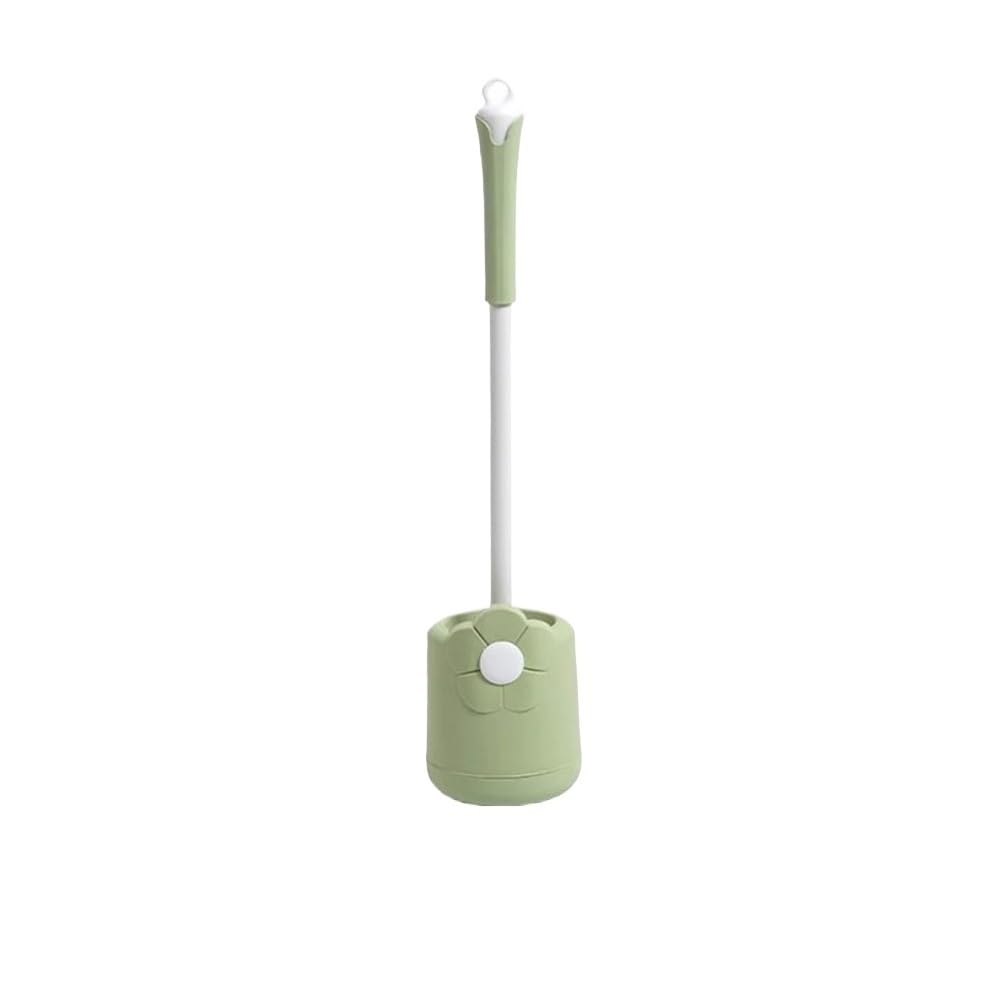 Toilet Brush Wall Mounted or Floor Standing Long Handle Plastic Set with Flower Pattern Clean